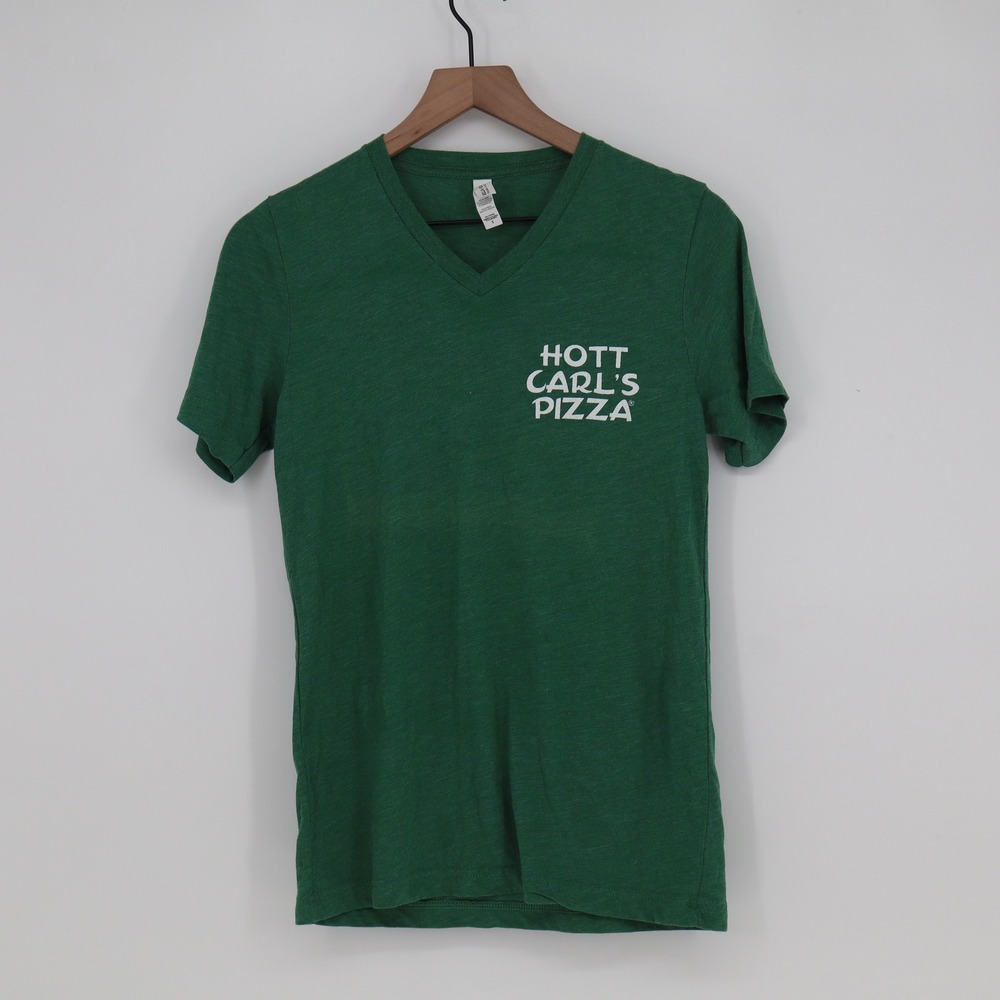 Bella + Canvas T-Shirt Mens S Triblend Green Hott Carls Pizza Graphic Excellent